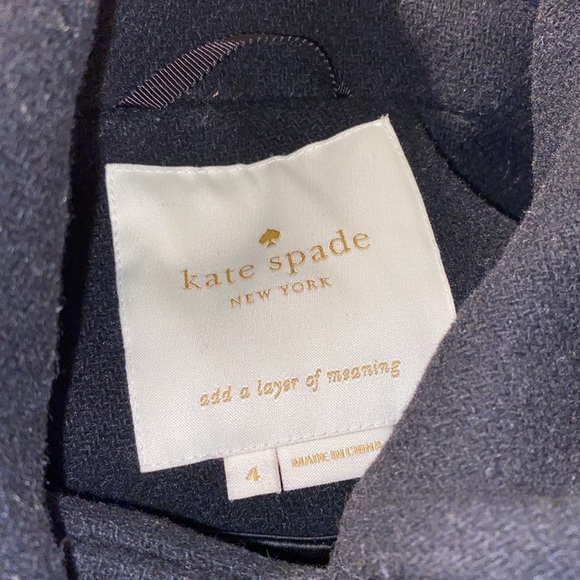 Kate spade ruffle bow back coat size 4 black - Picture 13 of 15